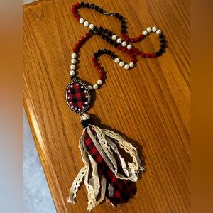 Beaded Buffalo Plaid Necklace